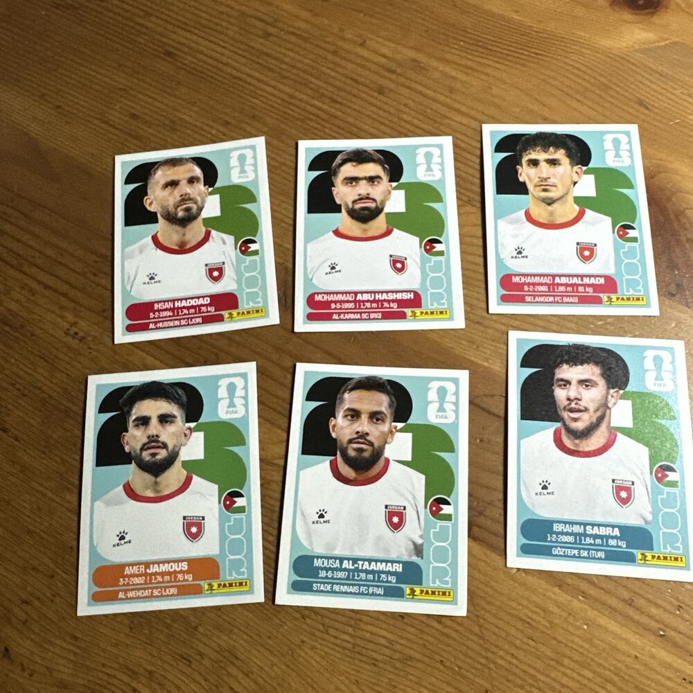 Panini FIFA World Cup 2026 Jordan 6 Stickers Lot 3/4/8/14/15/20